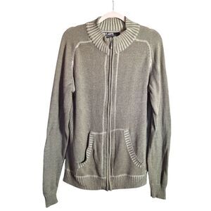 Carbon Zip Up Sweater Long Sleeve Mock Neck Gray Large Mens